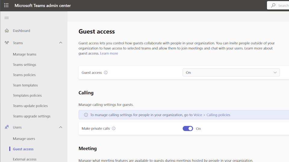 Microsoft Teams Gastzugriffseinstellungen