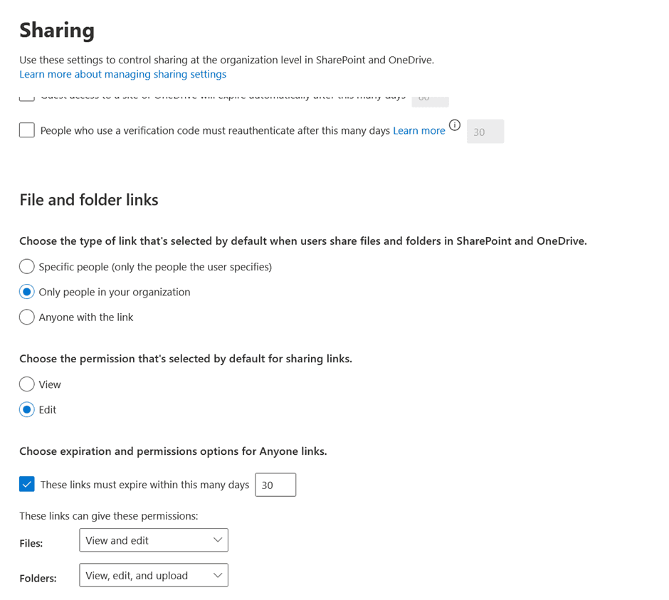 Setting expiration date for shared files