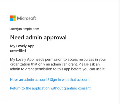 Zustimmungsbildschirm mit Warnung „Publisher konnte nicht verifiziert werden".