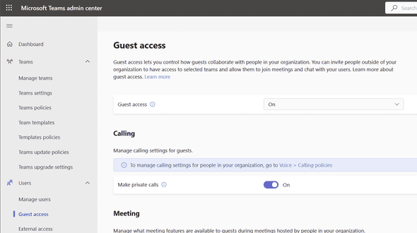 Guest access settings in Teams